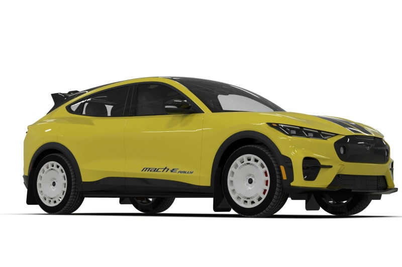 Rally Armor 2021-25 Ford Mach-E Rally Edition Black UR Mud Flap Metallic Black Logo - MF96-URXT-BLK-MBK