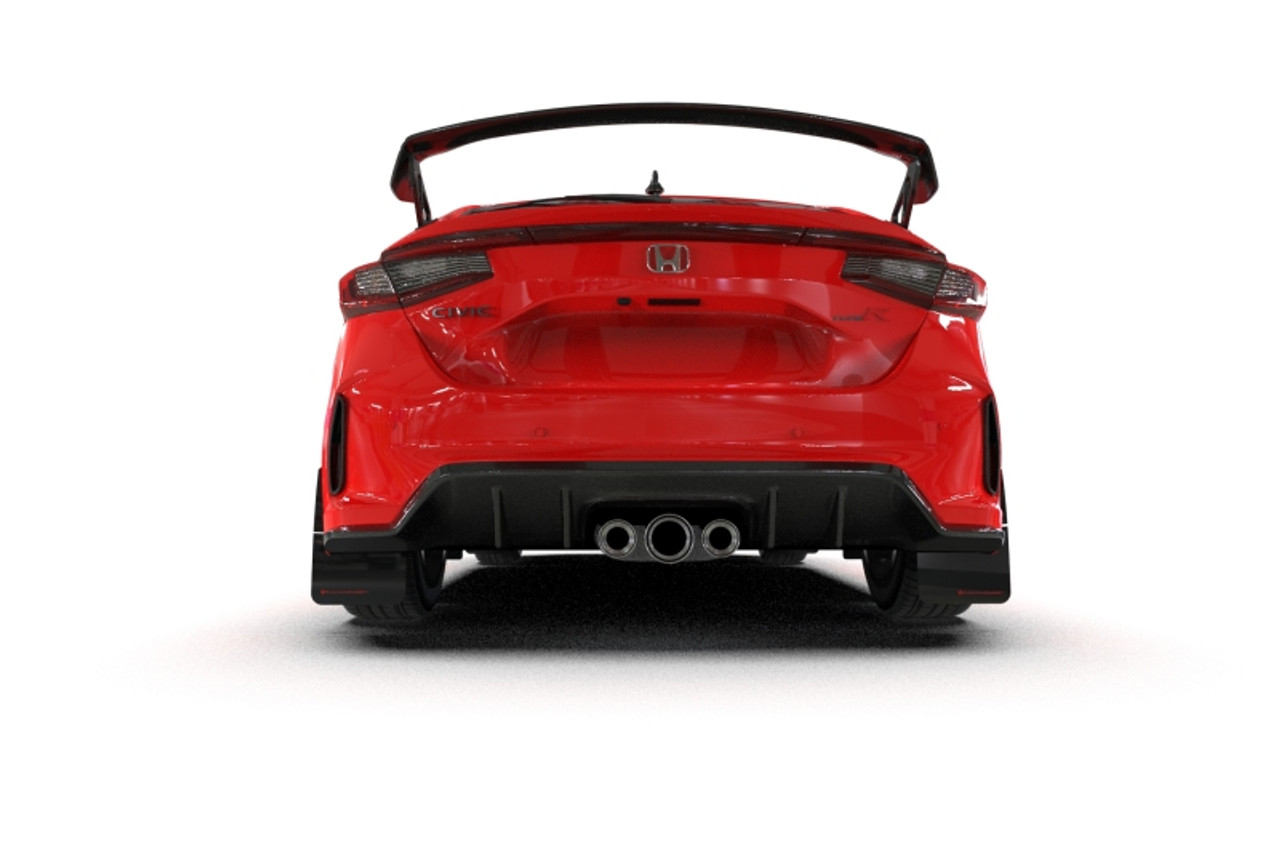 Rally Armor 23-25 Honda Civic Type R Black Mud Flap White Logo - MF97-UR-BLK-WH