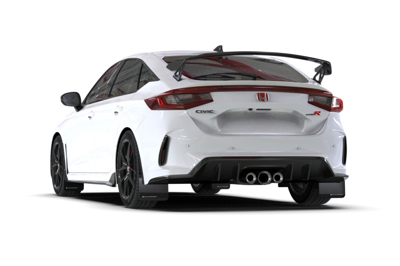 Rally Armor 23-25 Honda Civic Type R Black Mud Flap White Logo - MF97-UR-BLK-WH
