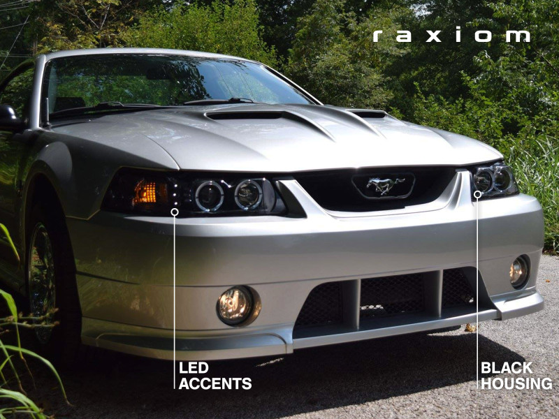 Raxiom 99-04 Ford Mustang Dual LED Halo Projector Headlights- Black Housing (Clear Lens) - 101684