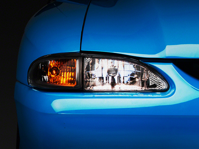 Raxiom 94-98 Ford Mustang Axial Series Cobra Style Headlights- Chrome Housing (Clear Lens) - 49049