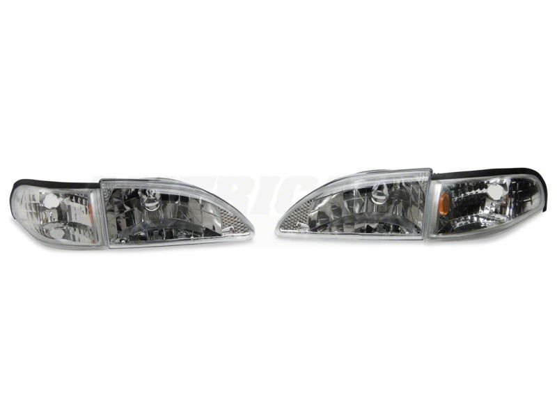 Raxiom 94-98 Ford Mustang Axial Series Cobra Style Headlights- Chrome Housing (Clear Lens) - 49049