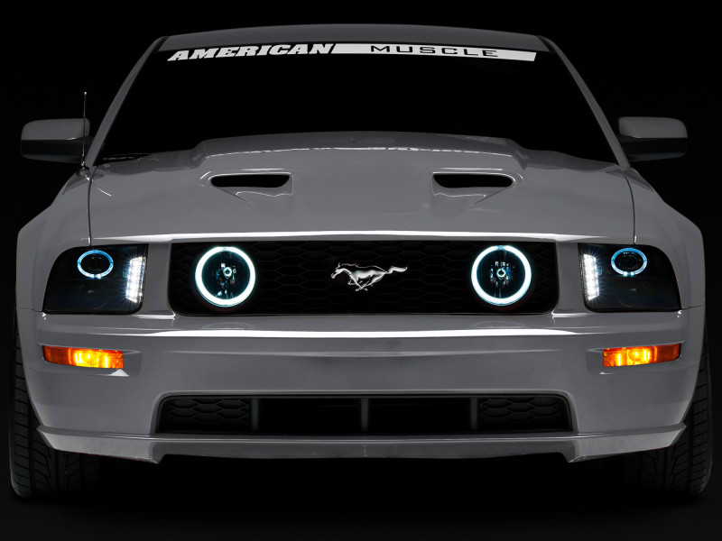 Raxiom 05-09 Ford Mustang w/ Halogen LED Halo Prjctr Headlights-Blk Hsng(Smoked Lens Exclude GT500) - 49128