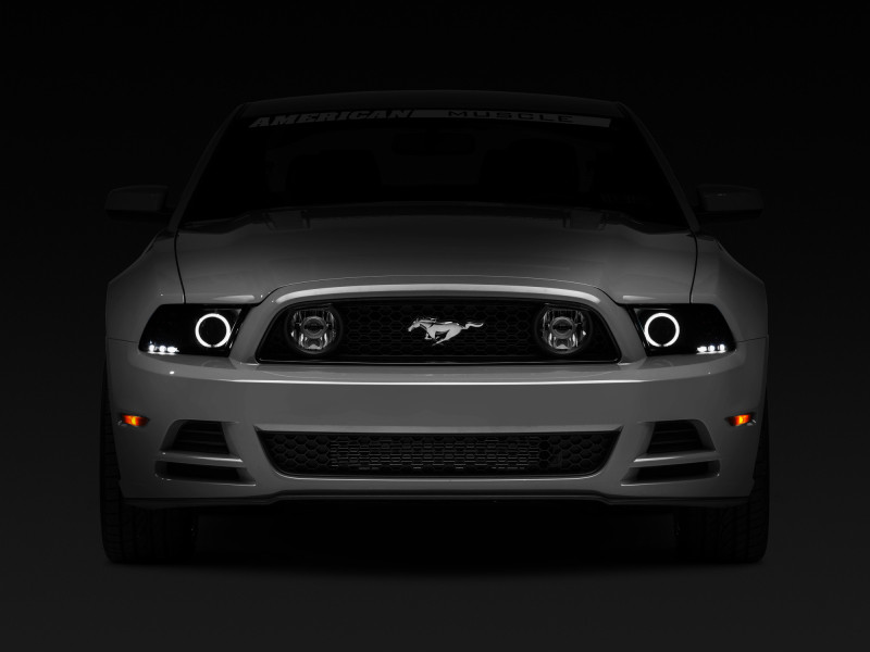 Raxiom 13-14 Ford Mustang w/ Factory HIDLED Halo Projector Headlights- Black Housing (Smoked Lens) - 49170