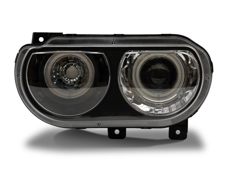 Raxiom 08-14 Dodge Challenger Dual LED Halo Projector Headlights- Black Housing (Clear Lens) - CH3684