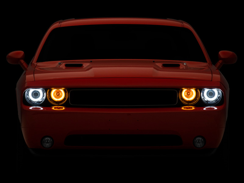 Raxiom 08-14 Dodge Challenger Dual LED Halo Projector Headlights- Black Housing (Clear Lens) - CH3684
