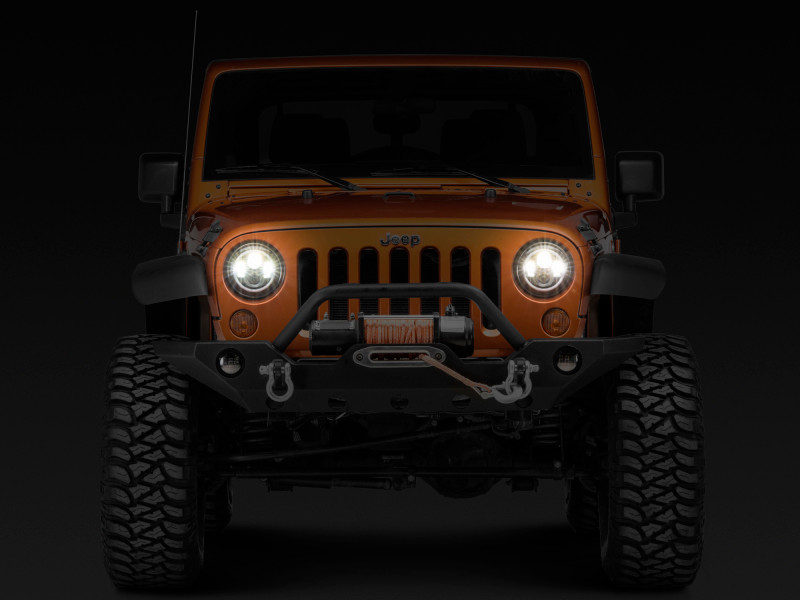 Raxiom 97-18 Jeep Wrangler TJ/JK Axial Halo Headlights w/ DRL Amber Signals- Blk Hsng (Clear Lens) - J108037