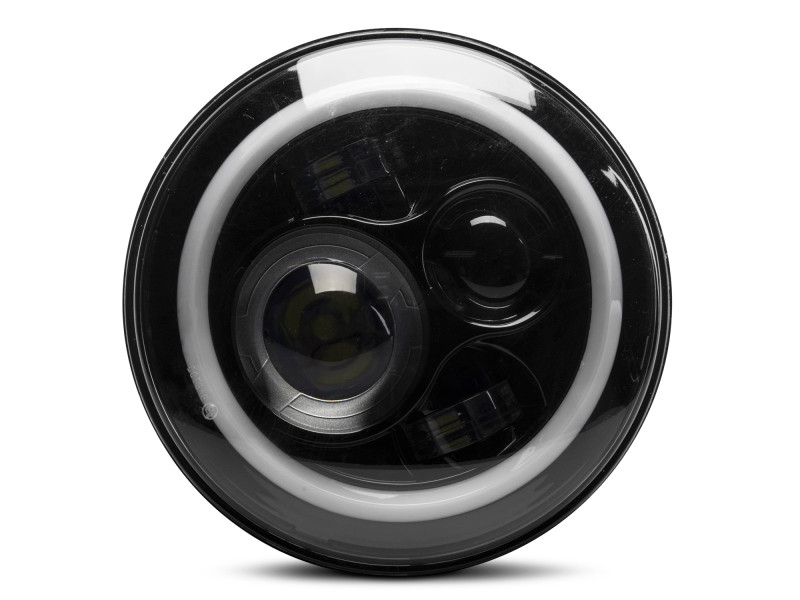 Raxiom 97-18 Jeep Wrangler TJ/JK Axial Halo Headlights w/ DRL Amber Signals- Blk Hsng (Clear Lens) - J108037