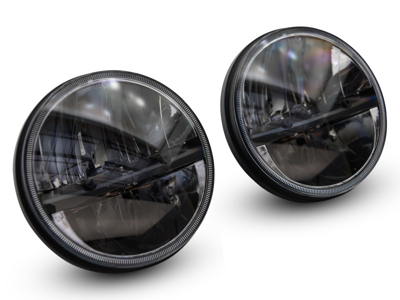 Raxiom 97-18 Jeep Wrangler TJ/JK Axial Series LED Headlights- Black Housing (Clear Lens) - J108039