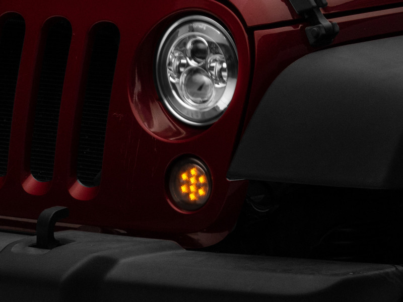 Raxiom 07-18 Jeep Wrangler JK Axial Series LED Amber Turn Signals (Smoked) - J108040