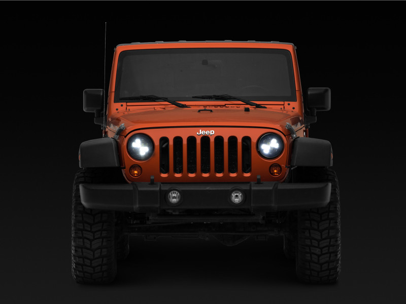 Raxiom 97-18 Jeep Wrangler TJ/JK Axial Spider LED Headlight w/ Amber DRL- Chrome Hsng (Clear Lens) - J108047