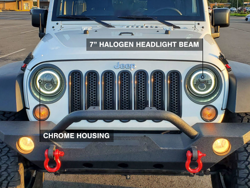 Raxiom 07-18 Jeep Wrangler JK LED Halo Headlights- Chrome Housing (Clear Lens) - J121871