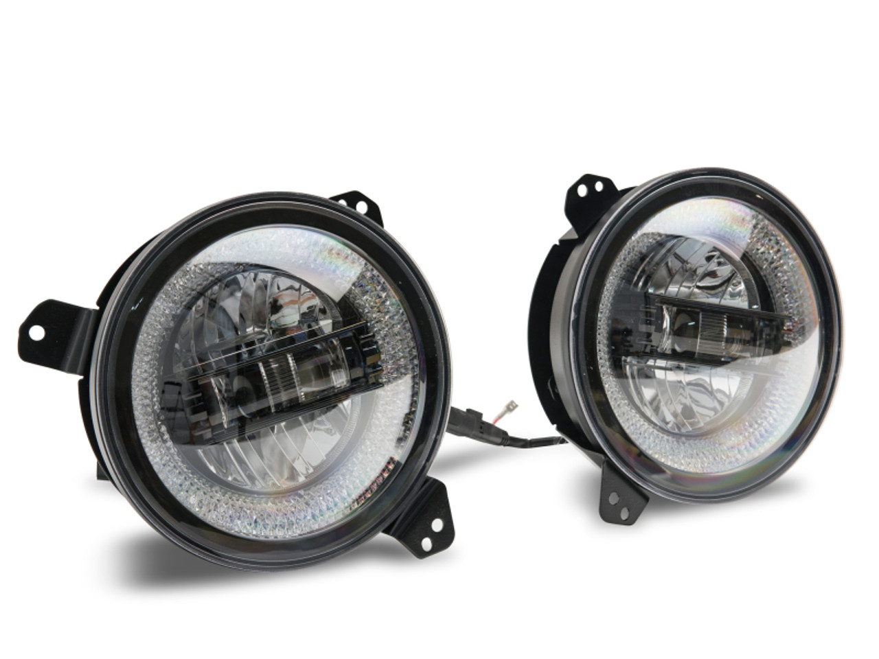 Raxiom 18-22 Jeep Wrangler JL/JT Axial Series LED Headlights- Black Housing (Clear Lens) - J133763