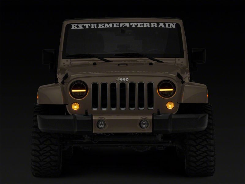 Raxiom 97-18 Jeep Wrangler TJ & JK Axial 7-In LED Headlights w/ DRL - Blk Housing (Clear Lens) - J143372