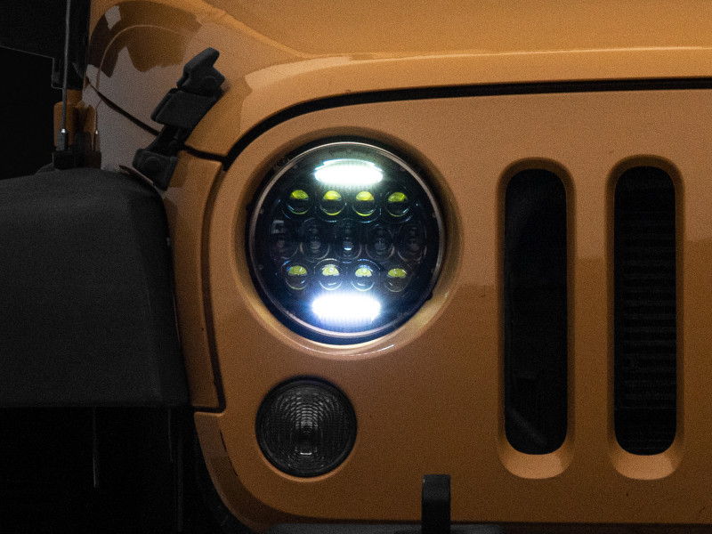 Raxiom 97-18 Jeep Wrangler TJ/JK Axial Series 13-LED Headlights- Black Housing (Clear Lens) - J150093
