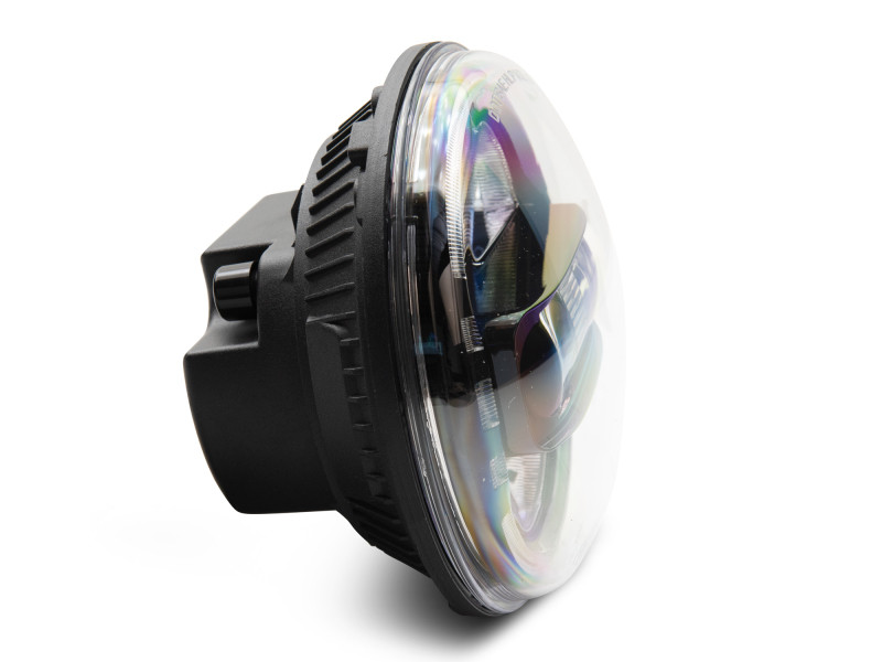 Raxiom 97-18 Jeep Wrangler TJ/JK Axial 7-Inch LED Headlights w/ DRL- Black Housing (Clear Lens) - J155570