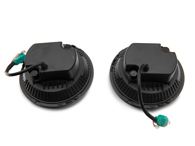 Raxiom 97-18 Jeep Wrangler TJ/JK Axial 7-Inch LED Headlights w/ DRL- Black Housing (Clear Lens) - J155570