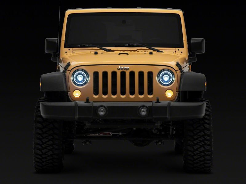 Raxiom 07-18 Jeep Wrangler JK Axial Series 7-In Dragon Eye LED Headlights- Blk Housing (Clear Lens) - J167194