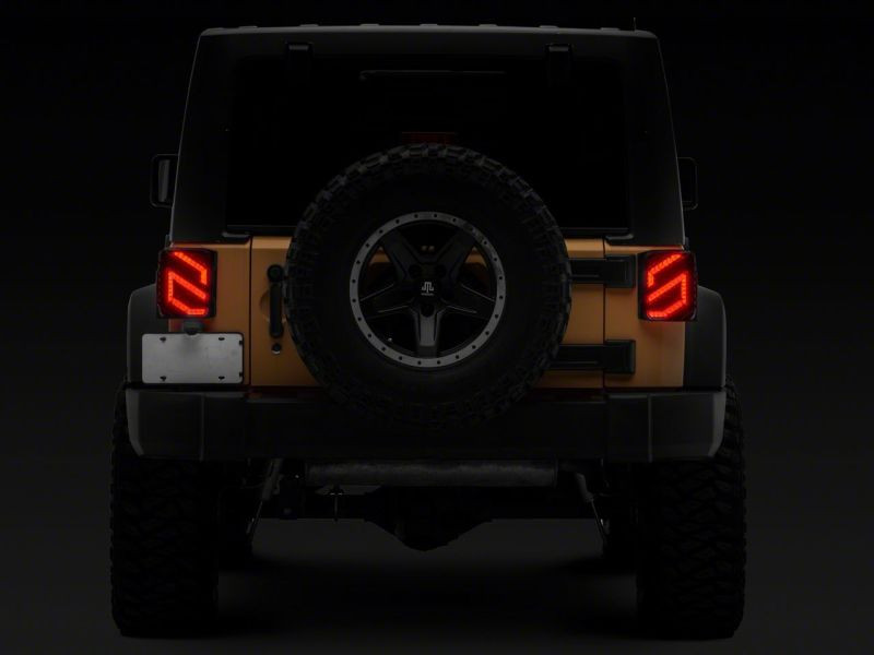 Raxiom 07-18 Jeep Wrangler JK Axial Series Trident LED Tail Lights- Blk Housing (Clear Lens) - J173719
