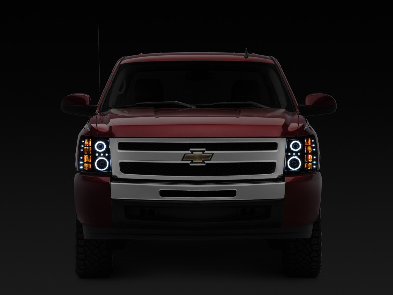 Raxiom 07-13 Silverado 1500 Super White LED Halo Projector Headlights- Black Housing (Clear Lens) - S112717