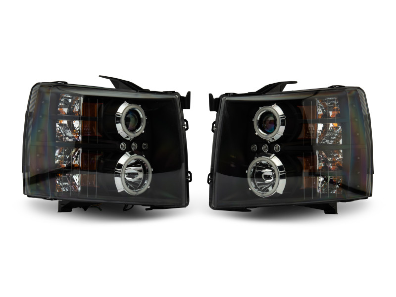 Raxiom 07-13 Silverado 1500 Super White LED Halo Projector Headlights- Black Housing (Clear Lens) - S112717