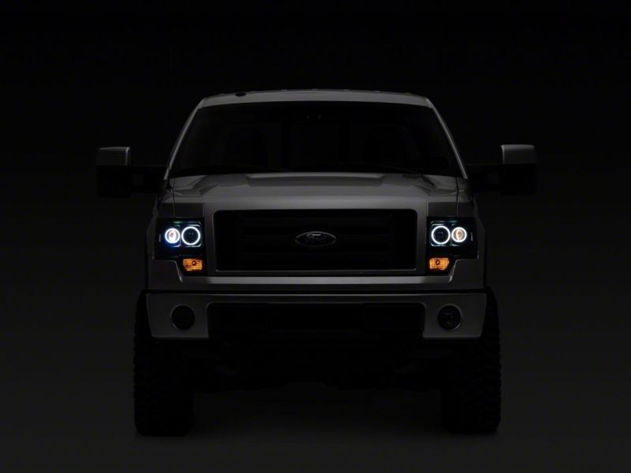 Raxiom 09-14 Ford F-150 Super White LED Halo Projector Headlights- Blk Housing (Clear Lens) - T542825