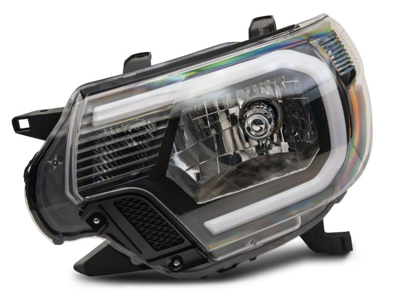 Raxiom 12-15 Toyota Tacoma Axial Series Headlights w/ LED Bar- Blk Housing (Clear Lens) - TT21847