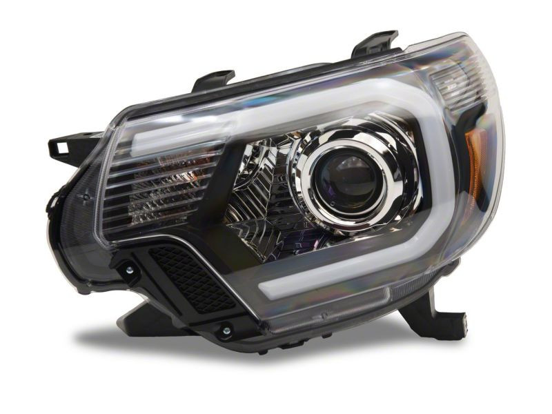 Raxiom 12-15 Toyota Tacoma Axial Projector Headlights w/ SEQL LED Bar- Blk Housing (Clear Lens) - TT21850