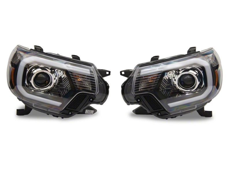 Raxiom 12-15 Toyota Tacoma Axial Projector Headlights w/ SEQL LED Bar- Blk Housing (Clear Lens) - TT21850