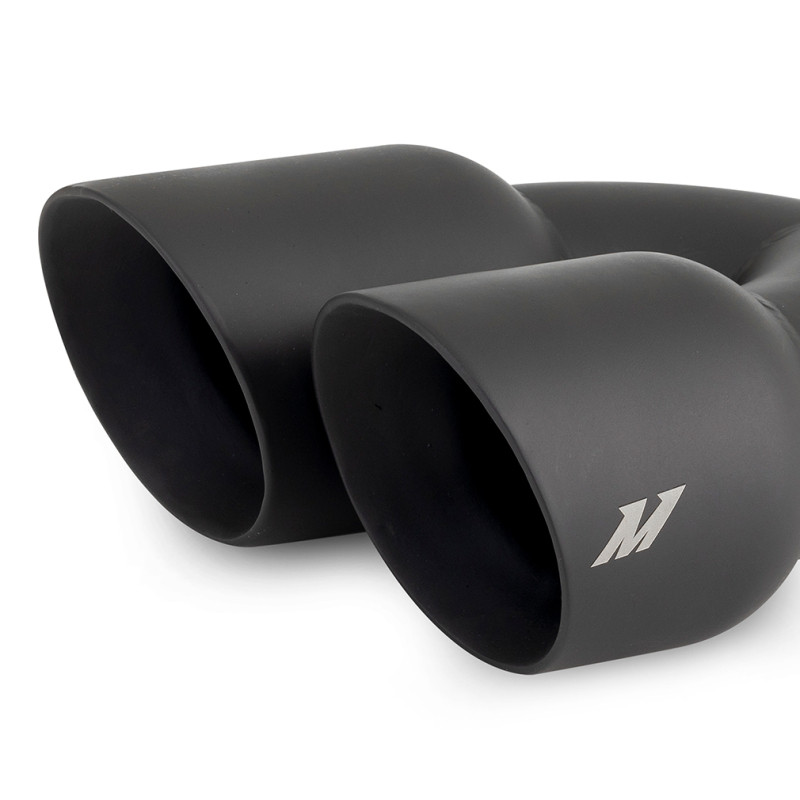 Mishimoto Dual Offset Tips 2.5in Inlet 3in Outlet Slash Cut - Black - MMEXH-TIP-FSTBK