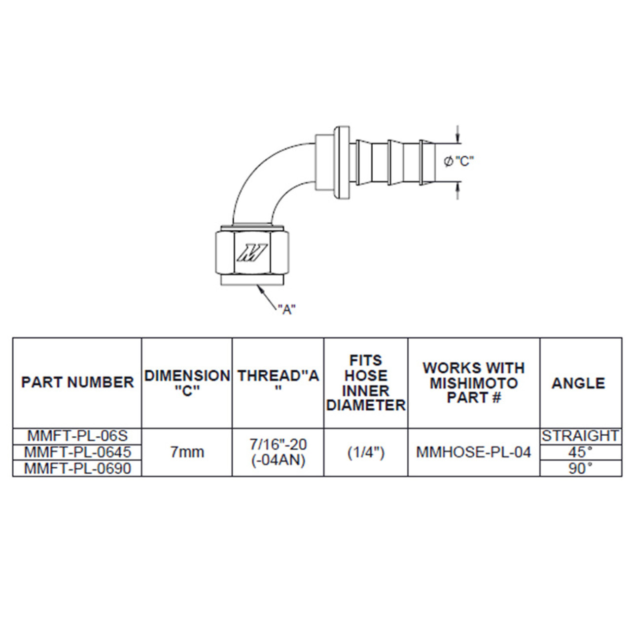 Mishimoto 45 Degree Push Lock Fitting - 4AN - MMFT-PL-445