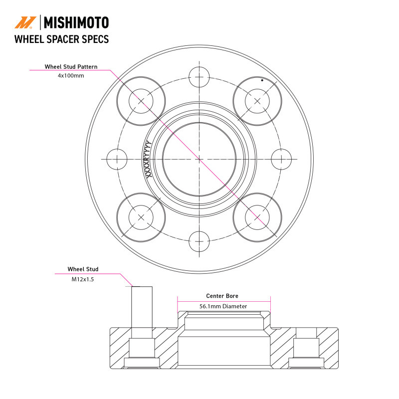 Mishimoto Wheel Spacers - 5x114.3 - 66.1 - 35 - M12 - Black - MMWS-007-350BK