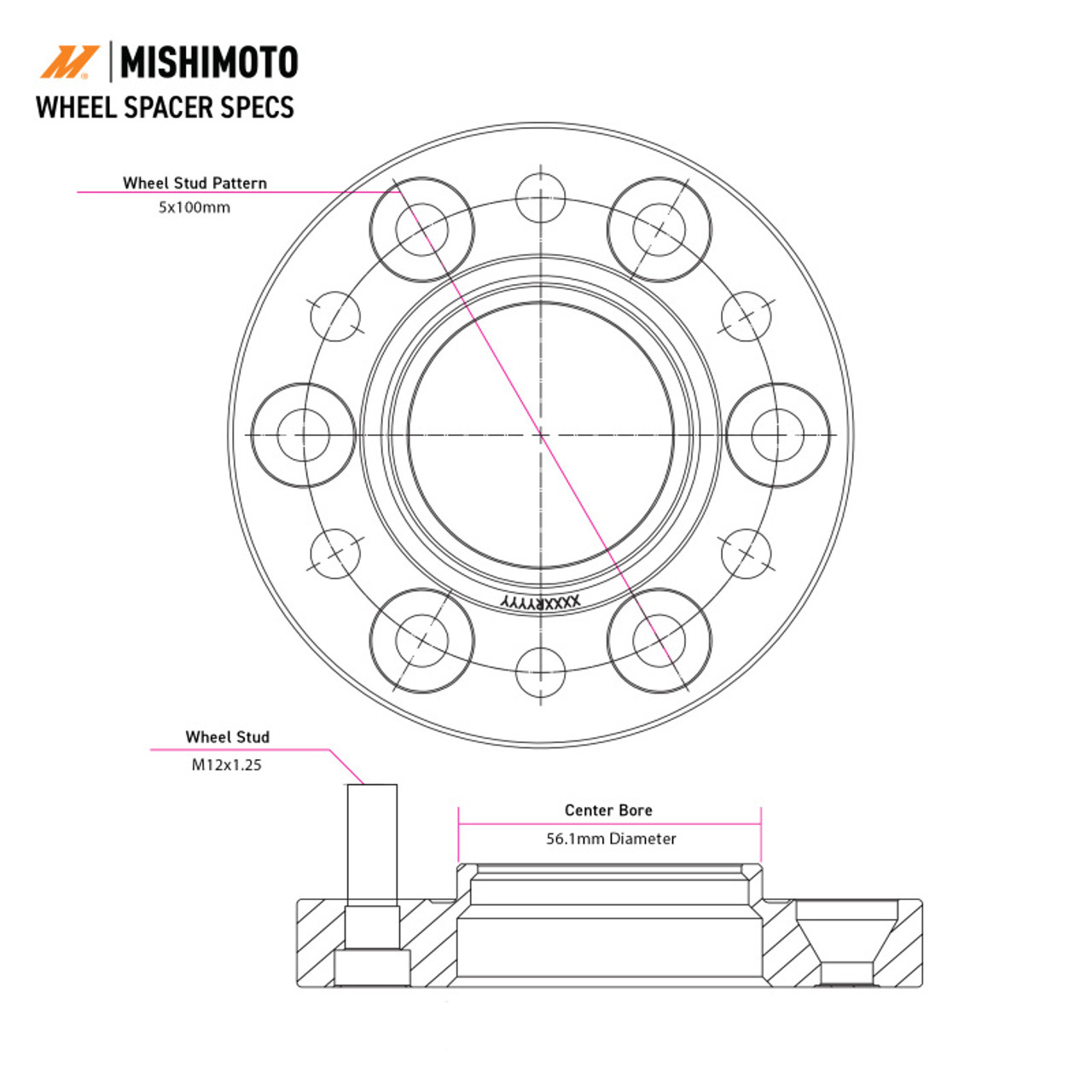Mishimoto Wheel Spacers - 5x114.3 - 66.1 - 50 - M12 - Black - MMWS-007-500BK