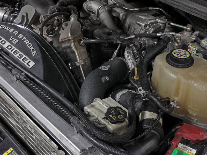 afe 08-10 Ford Trucks V8-6.4L (td) BladeRunner 3 IN Aluminum Hot Charge Pipe - Black - 46-20079-B