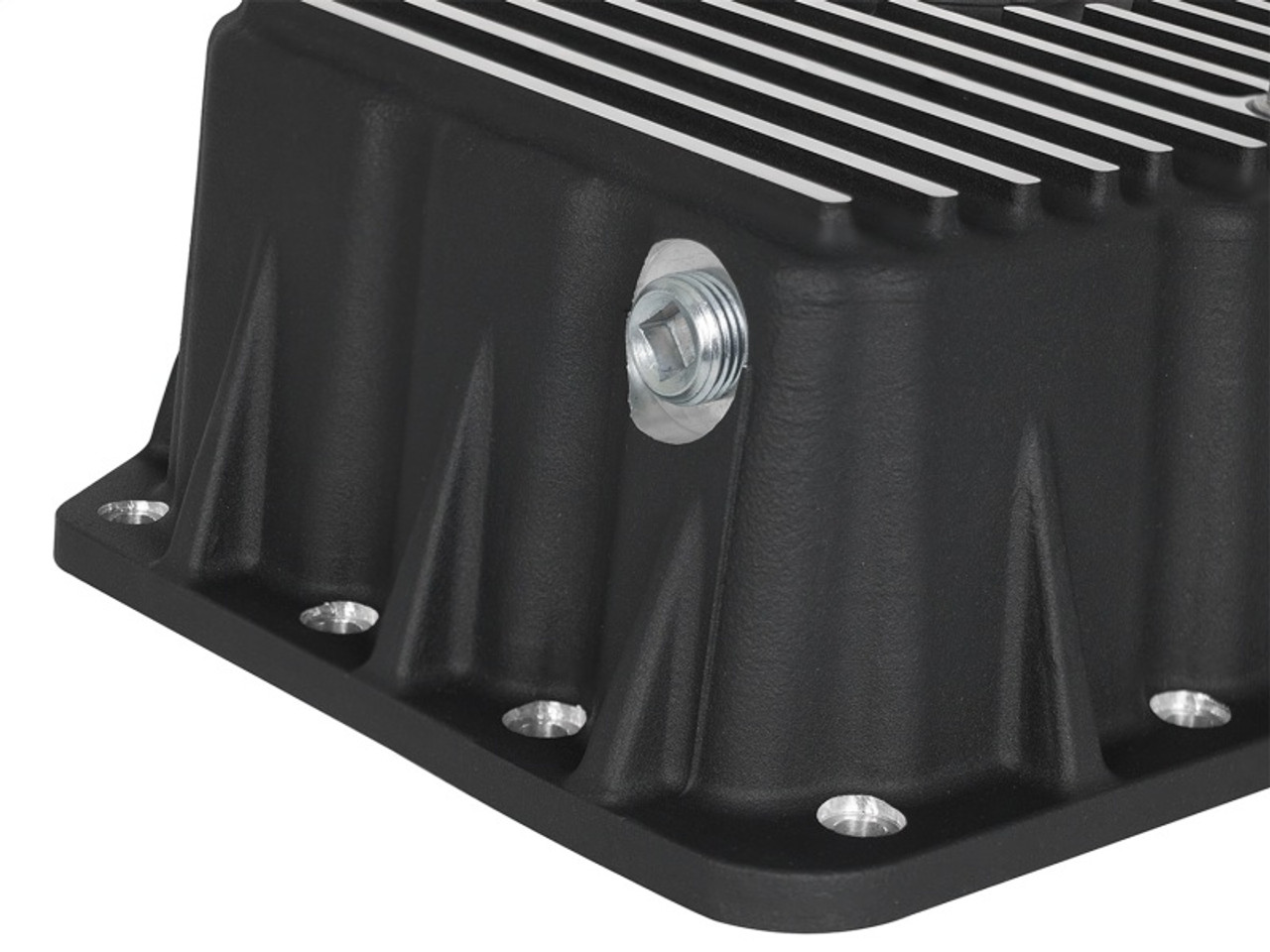 AFE Pro Series Engine Oil Pan Black w/Machined Fins; 11-16 Ford Powerstroke V8-6.7L (td) - 46-70322