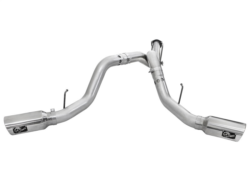 aFe Atlas Exhaust 4in DPF-Back Exhaust Aluminized Steel Polished Tip 11-14 ford Diesel Truck V8-6.7L - 49-03065-P