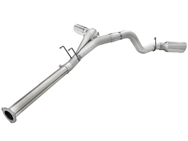 aFe Atlas Exhaust 4in DPF-Back Exhaust Aluminized Steel Polished Tip 11-14 ford Diesel Truck V8-6.7L - 49-03065-P
