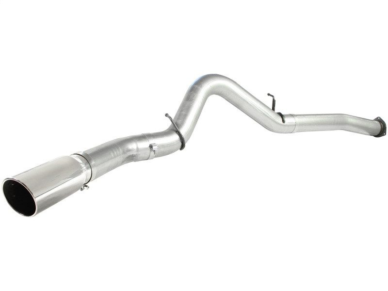aFe ATLAS 5in DPF-Back Alum Steel Exhaust System Polished Tip GM Diesel Trucks 7.5-10 V8-6.6L td LMM - 49-04040-P