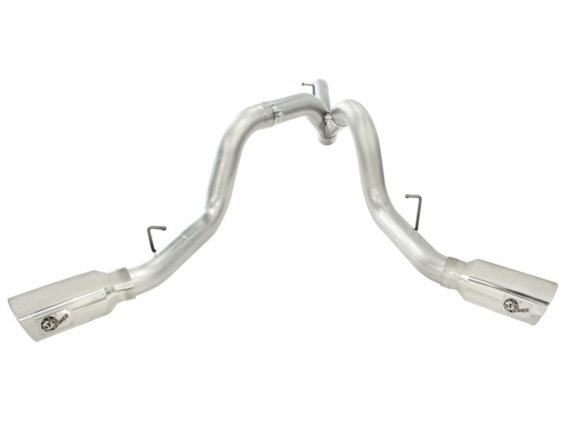 aFe MACHForce XP Exhaust Aluminized Dual Split DPF Back 11-15 GM Diesel Truck V8-6.6L (td) (pol tip) - 49-04043-P