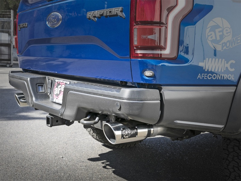 aFe MACHForce-XP 3in to 3-1/2in 304 SS Cat-Back Exhaust w/Polished Tips 17-18 Ford F-150 Raptor 3.5L - 49-33094-P