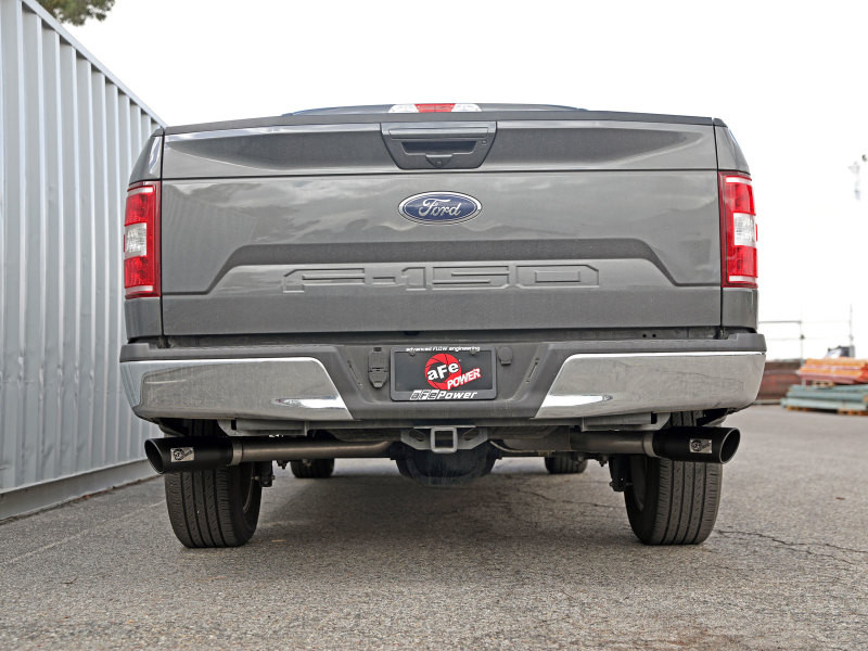 aFe Gemini XV 3in 304 SS Cat-Back Exhaust 15-20 Ford F-150 V6 2.7L/3.5 w/ Black Tips - 49-33123-B