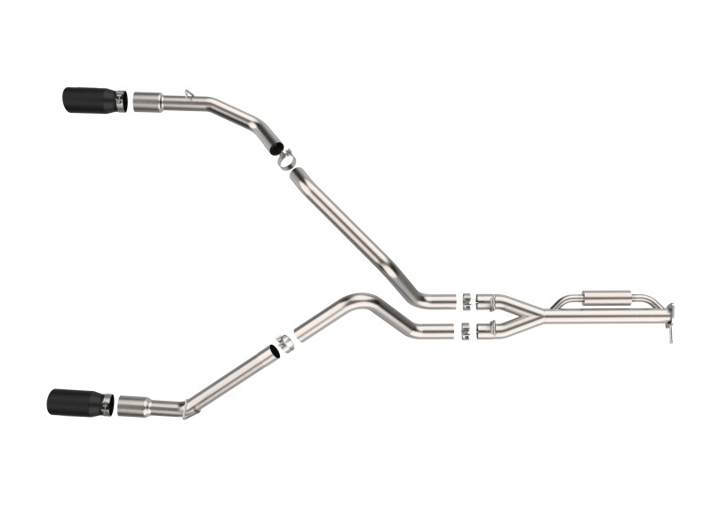 aFe 21-24 Ford F-150 Vulcan Series 3 IN to 3-1/2 IN Stainless Steel Cat-Back Exhaust System - Black - 49-33151-B