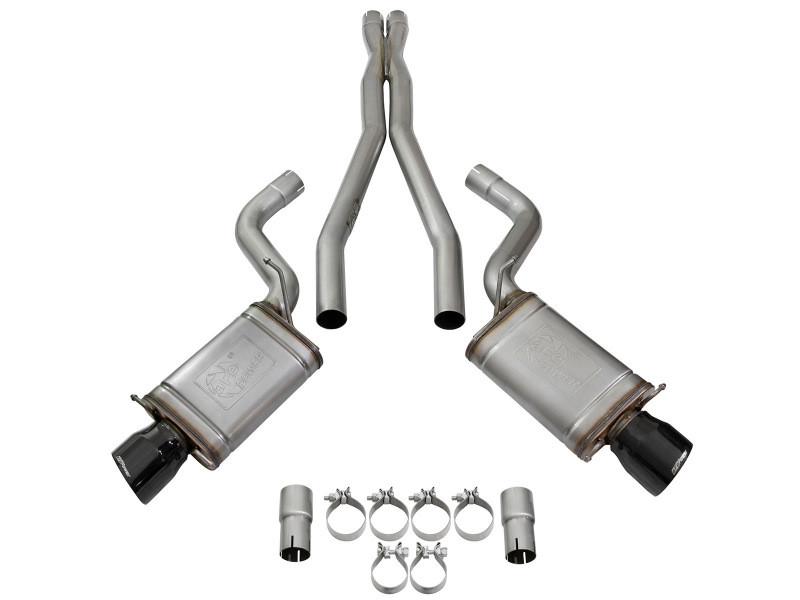 aFe Mach Force-Xp 3in CB Stainless Steel Dual Exhaust System w/ Black Tips 09-15 Cadillac CTS-V - 49-34063-B