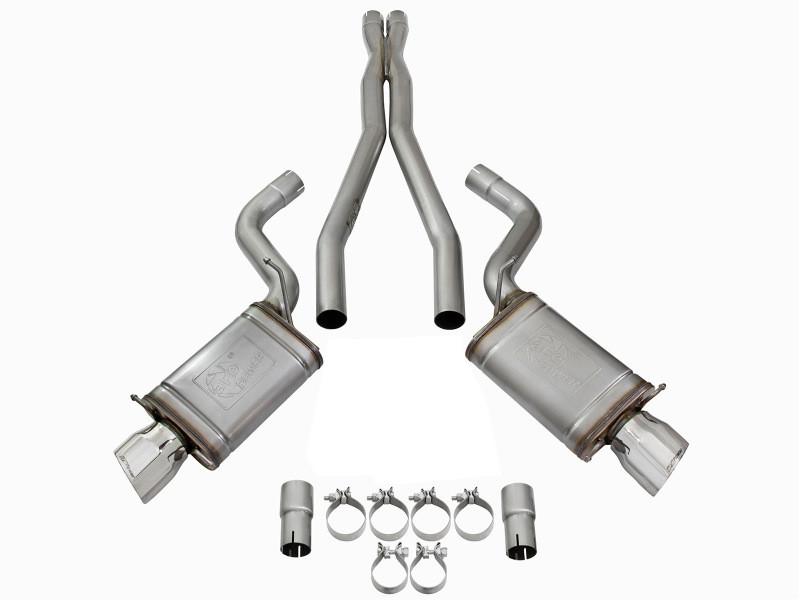aFe Mach Force-Xp 3in CB Stainless Steel Dual Exhaust System w/Polished Tips 09-15 Cadillac CTS-V - 49-34063-P