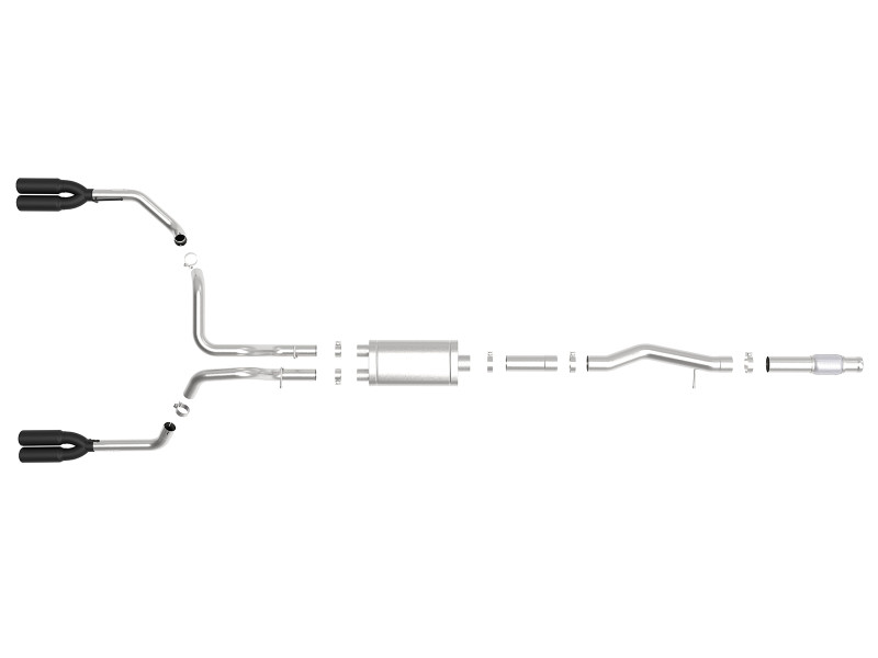 aFe Vulcan Series 4-3in 304SS Exhaust Cat-Back w/ Blk Tips 2019 GM Silverado/Sierra 1500 V8-6.2L - 49-34102-B