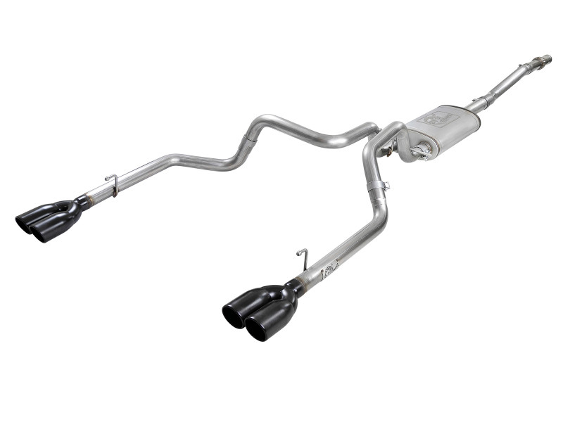 aFe Vulcan Series 3in-2-1/2in 304 SS Cat-Back 2019 GM Silverado / Sierra 1500 V8-5.3L w/ Black Tips - 49-34104-B
