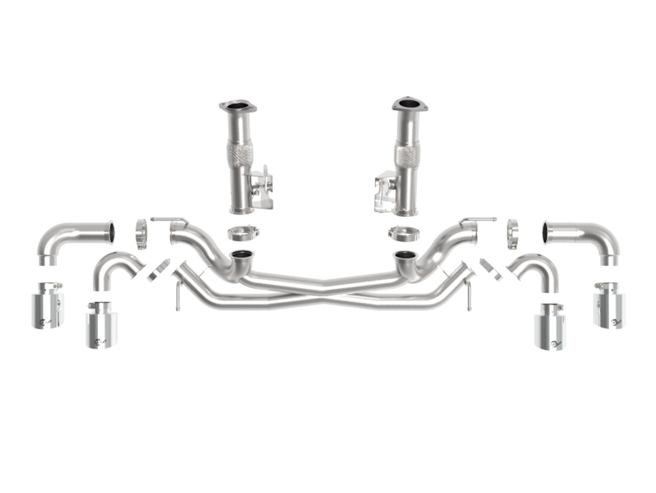 aFe MACH Force-Xp 3in to 2-1/2in 304SS Cat-Back (No Muff.) 2020 Chevy Corvette 6.2L- Polished Tip - 49-34127NM-P