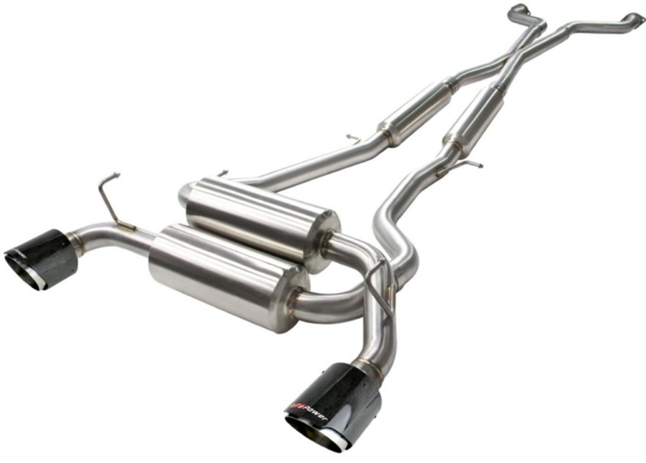 aFe Takeda 2-1/2in 304SS Cat-Back Exhaust Infiniti G37 08-13/Q60 14-15 V6-3.7 w/ Carbon Fiber Tips - 49-36103-C