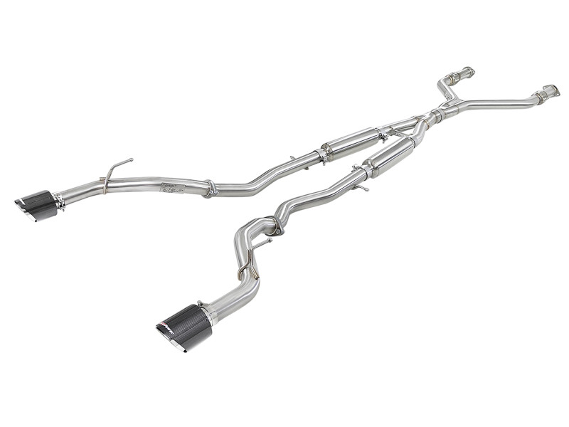 aFe POWER Takeda 2.5in 304 SS CB Exhaust w/ Carbon Fiber Tips 17-19 Infiniti Q60 V6-3.0L (tt) - 49-36134NM-C