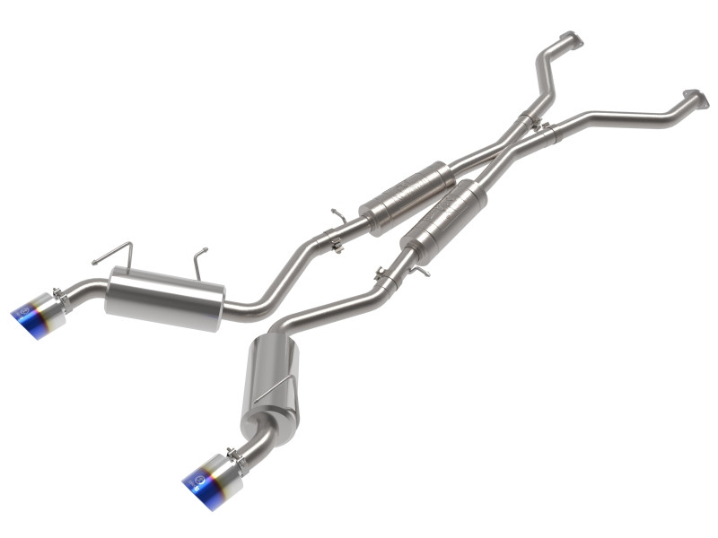 aFe Takeda 09-20 Nissan 370z 2-1/2 IN 304 Stainless Steel Cat-Back Exhaust System w/ Blue Flame Tip - 49-36139-L